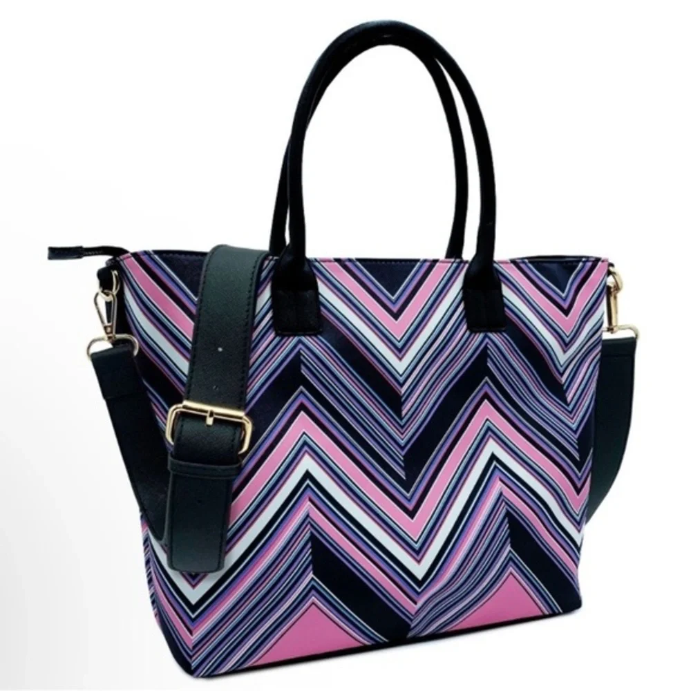 Trina Turk Chevron Print Tote  w/ Crossbody Strap NWT MSRP $148